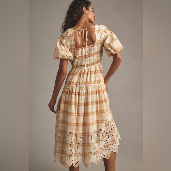 Anthropologie Puff-Sleeve Eyelet Midi Dress - Picture 7 of 15